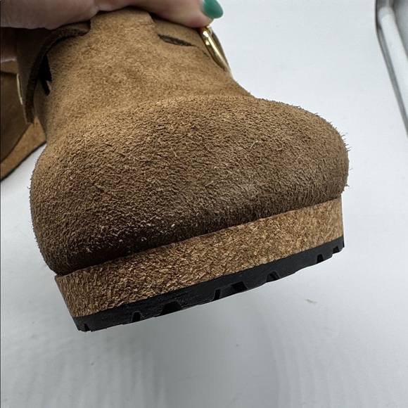 Birkenstock Papillio Fanny Ring-Buckle Suede Leather Clogs Dark Tea Brown - Picture 5 of 15